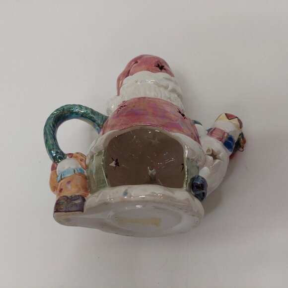 Vintage Santa Claus & Snowman Friends Pitcher Tea Light Candle Holder Metallic - Picture 11 of 14